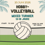 Plakat mit Werbung mit Volleyball