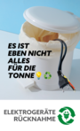 Foto eines wei&szlig;en M&uuml;lleimers, aus dem ein Kabel h&auml;ngt, mit der Aufschrift "Es ist eben nicht alles f&uuml;r die Tonne"